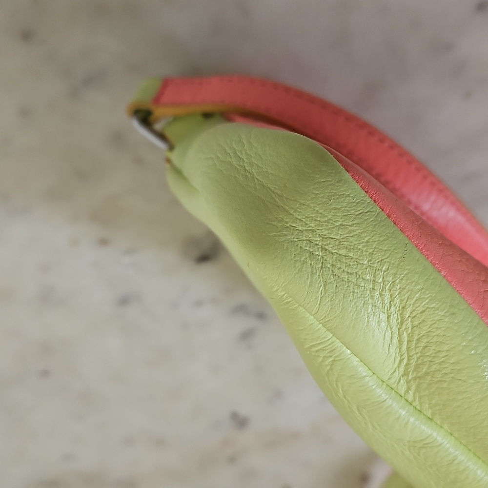 MARC BY MARC JACOBS: Pink And Lime Green Leather Crossbody Bag - Picture 10 of 15